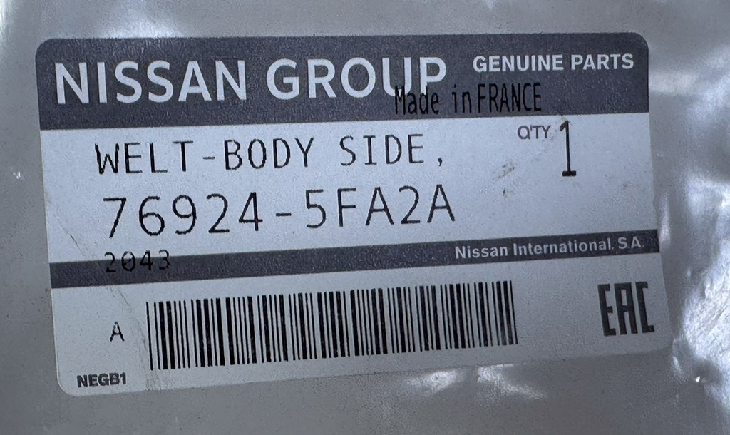 Nissan Micra K14 uszczelka drzwi tył lewa 769245FA2A 76924-5FA2A NOWY ORYGINAŁ