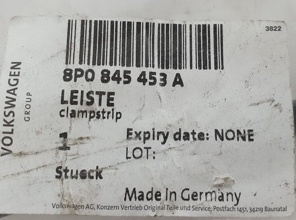 Audi A3 Listwa szyby czołowiej lewe 8P0845453A ORG NOWA 