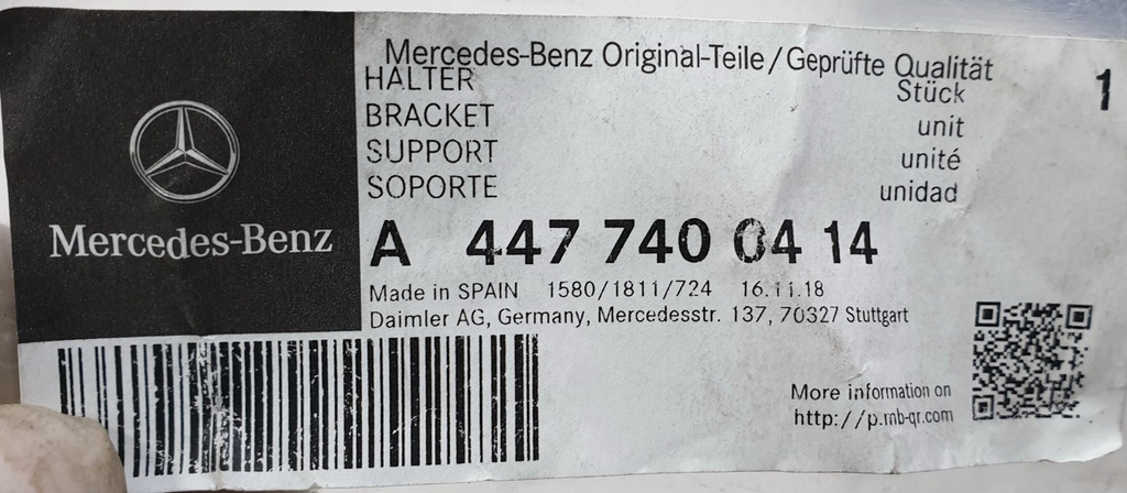 Mercedes Vito 447 uuchwyt siłownika klapy tył prawy A4477400414 NOWY ORYGINAŁ