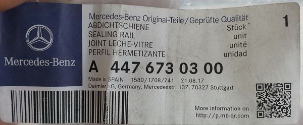 Mercedes Vito 447 uszczelka szyby tył lewa A4476730300 ORG NOWA