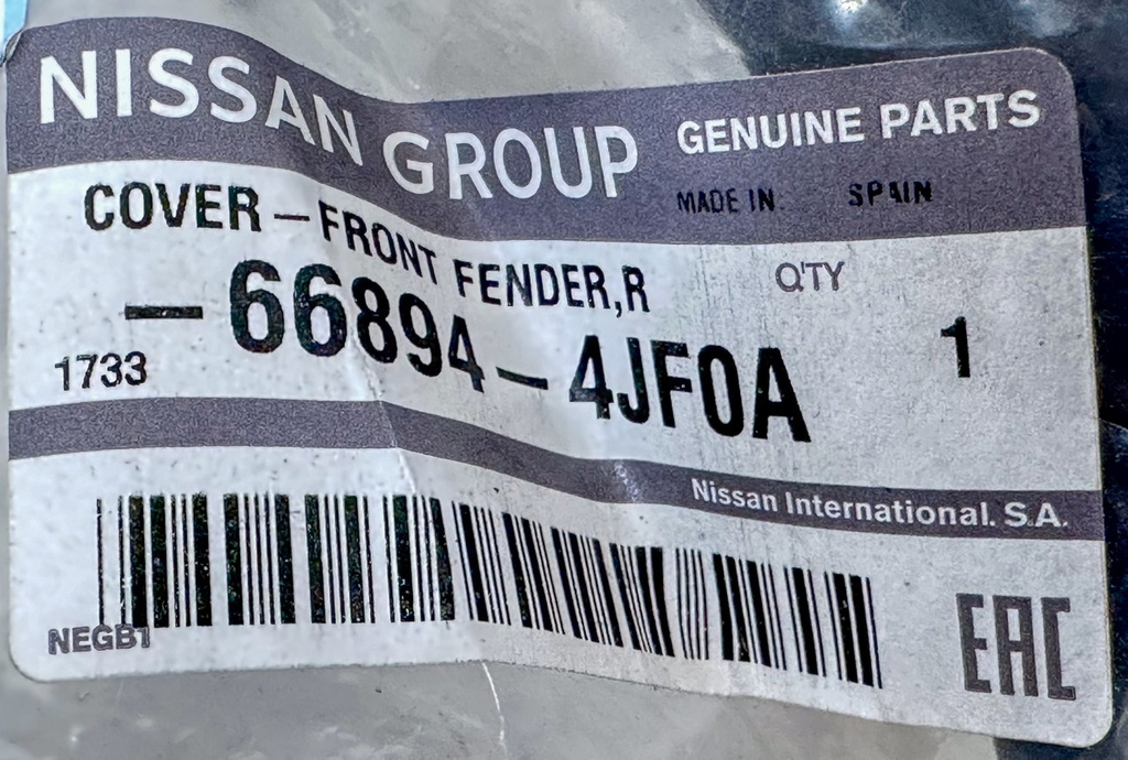 RENAULT ALASKAN Nissan Navara NP300 zalępka podszybia prawa  668944JF0A NOWY ORYGINAŁ