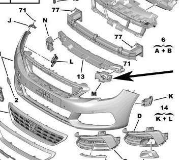 Peugeot 308 II T9 odbój absorber przód lewy G-56962 AA38248514 ORYGINAŁ