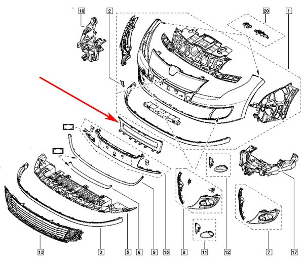 Renault Megane III ramka wlot kierownica powietrza 623121799R ORG NOWA