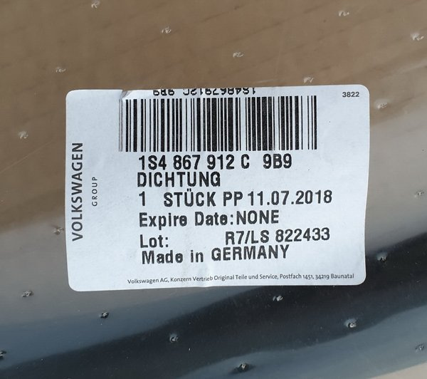 UP Mii Citygo uszczelka drzwi przód prawa NOWA ORG
