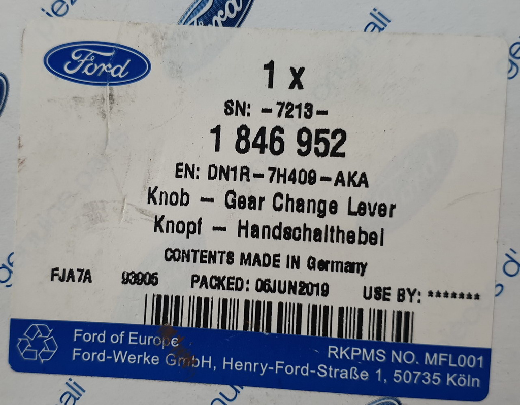 Ford EcoSport 13-17 gałka mieszek zmiany biegów 1846952 DN1R-7H409-AKA NOWY ORYGINAŁ