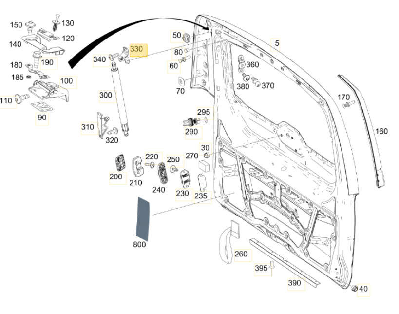 Mercedes Vito 447 uuchwyt siłownika klapy tył prawy A4477400414 NOWY ORYGINAŁ
