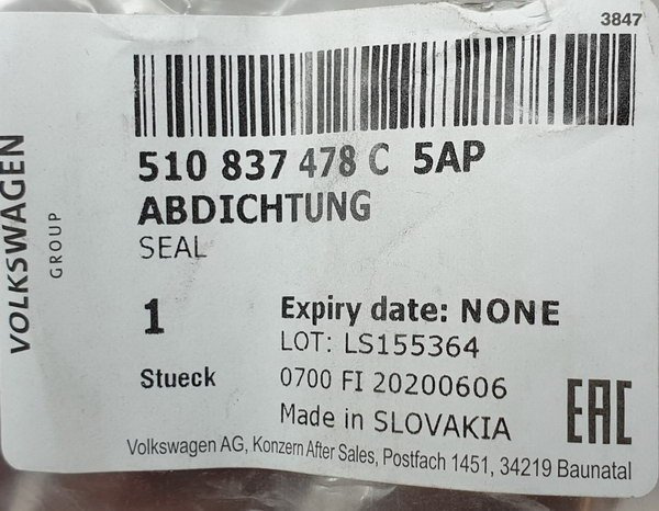 VW Sportsvan listwa zgarniająca przód prawa 510837478C ORG NOWA