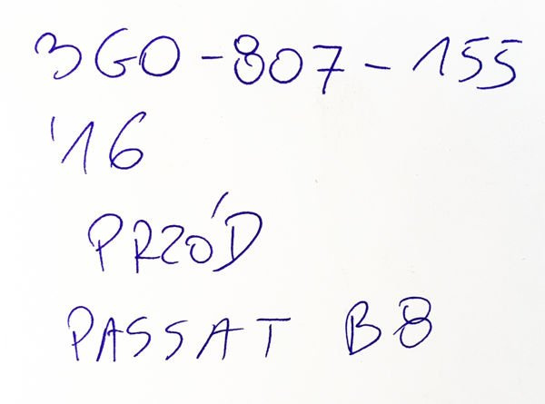 VW Passat B8 zaślepka zderzaka przód 3G0807155