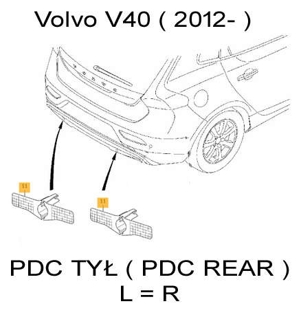 Volvo V40 II 2012- uchwyt czujnika parkowania PDC 31323133 ORG NOWY ( 2 SZTUKI )