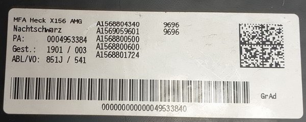 Mercedes GLA AMG W156 kratka dyfuzor tył A1568852825