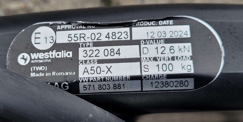 VW Tiguan III 571 elektryczny hak holowniczy WESTFALIA 571803881 ŁADNY