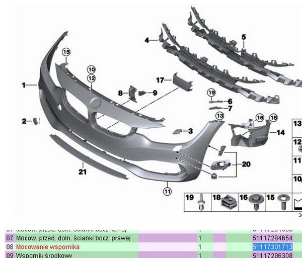 BMW F32 F33 F36 F80 F82 F83 mocowanie wspornik 7301713