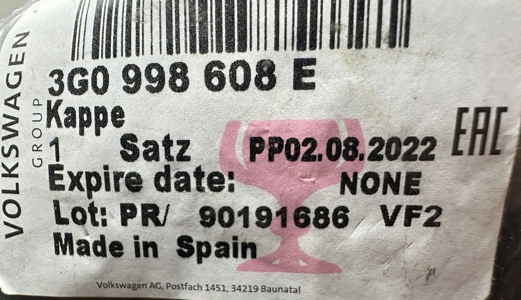 VW Passat B8 dekielek zaślepka lampy przód prawa 3G0998608E NOWY ORYGINAŁ