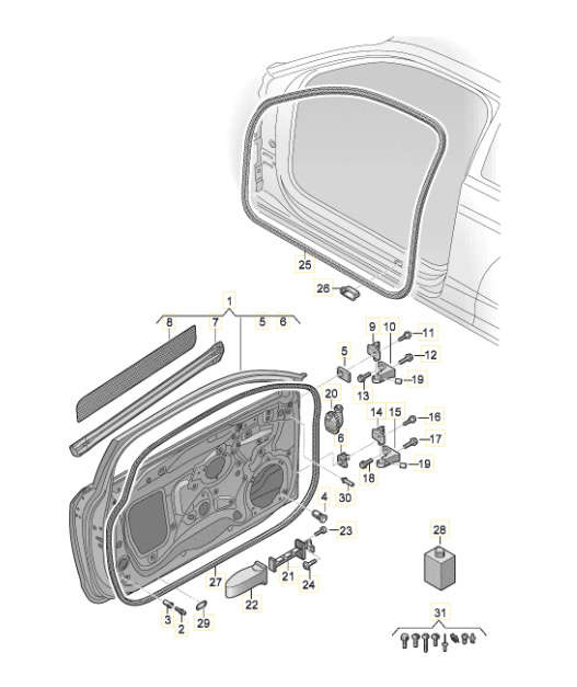 Audi A3 zestaw mocowań drzwi 8V0098619B ORG NOWE