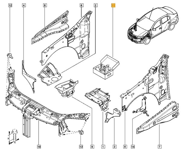 Dacia Sandero Stepway zestaw montażowy przód 625548471R ORG NOWY