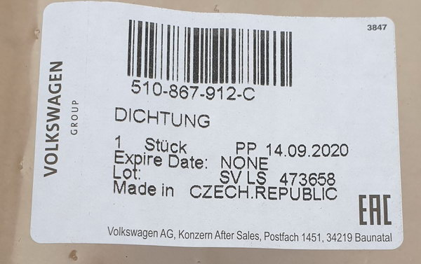 VW Sportsvan uszczelka karoseryjna dzwi przód prawa 510867912C ORG NOWA