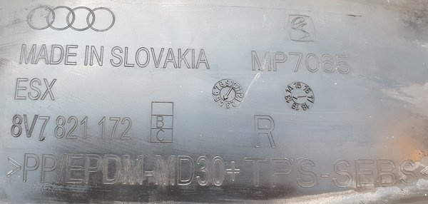 Audi A3 Cabrio 8V7 nadkole przód przednie prawe