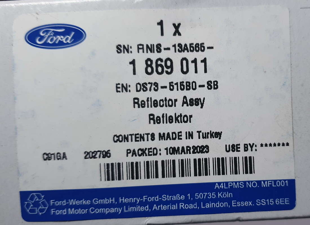 Ford Mondeo MK5 Kombi odblask prawy DS73-515B0-SB 1869011 NOWY ORYGINAŁ