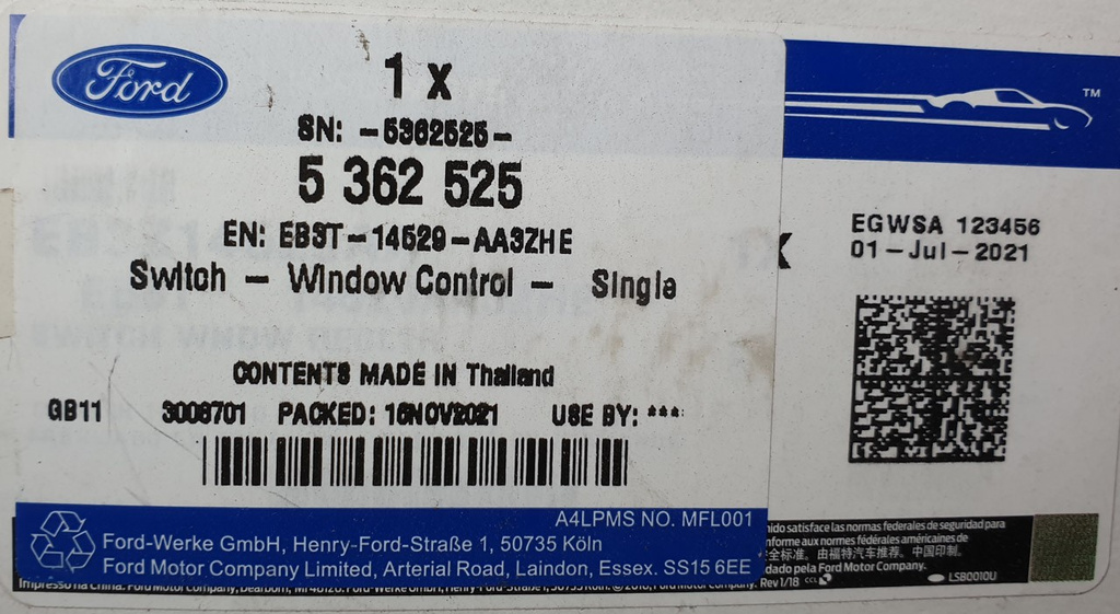 Ford Ranger 2011- przełacznik otwierania szyby 5362525 EB3T-14529-AA3ZHE EB3T-14529-AA NOWY ORYGINAŁ
