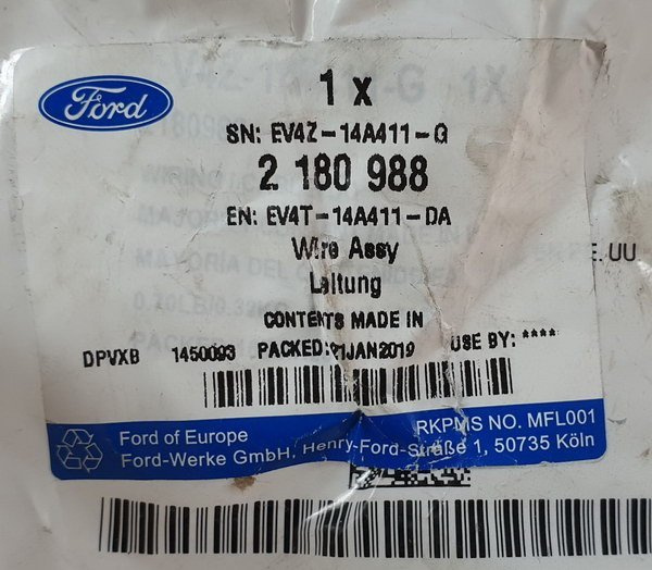Ford Focus MK3 / Kuga wiązka pompy elektrycznej EV4T-14A411-DA ORG NOWA
