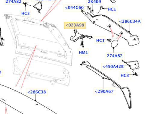 Range Rover 2013- ołona zawiasu klapy tył lewa LR036765 CK52-44251-AB NOWY ORYGINAŁ