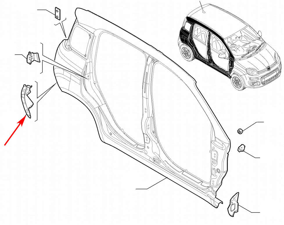 Fiat Panda III 2016- wzmocnienie tył prawe 51962528 NOWY ORYGINAŁ